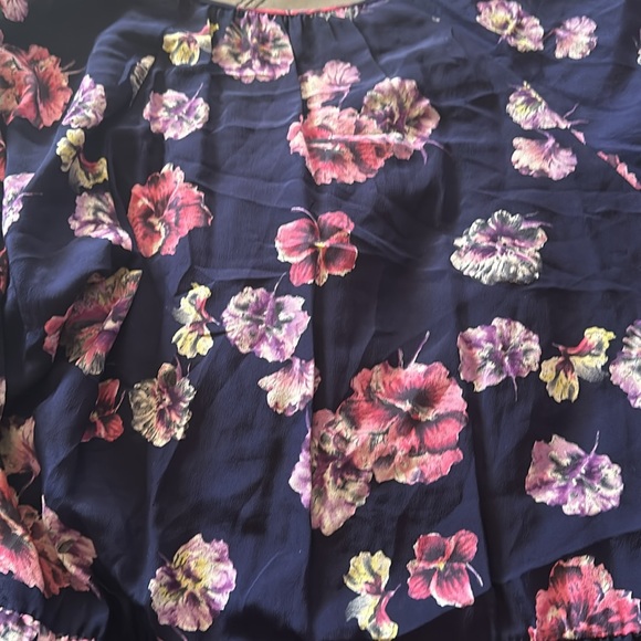 Rebecca Taylor Navy Silk Floral Ruffle Dress💙💗💜 - Picture 8 of 9